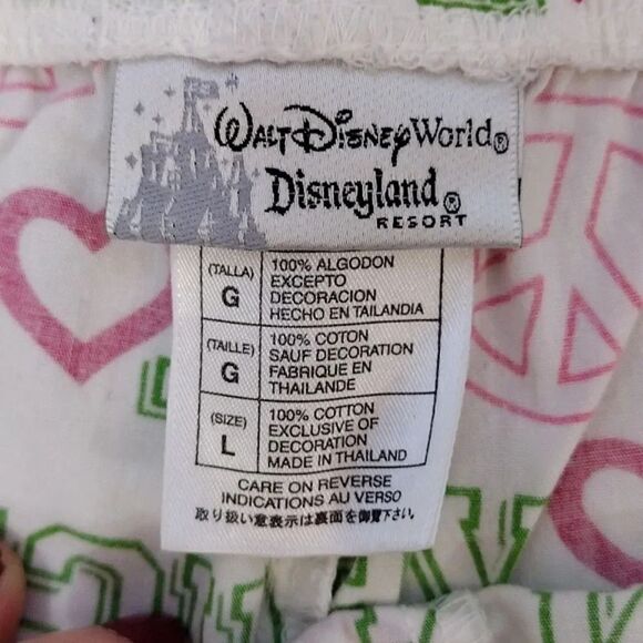 Disney VTG White Neon Mickey Mouse Printed Convertible PJ Pants Large - Picture 11 of 13
